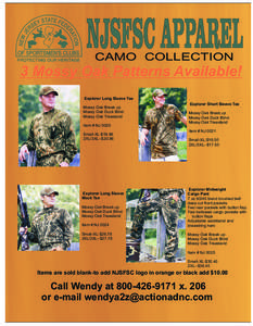 NJSFSC APPAREL CAMO COLLECTION 3 Mossy Oak Patterns Available! Explorer Long Sleeve Tee Mossy Oak Break up