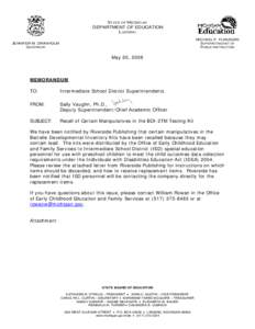 STATE OF MICHIGAN DEPARTMENT OF EDUCATION LANSING MICHAEL P. FLANAGAN SUPERINTENDENT OF PUBLIC INSTRUCTION