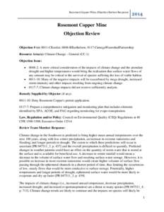 Rosemont Copper Mine, Objection Review Response[removed]Rosemont Copper Mine Objection Review