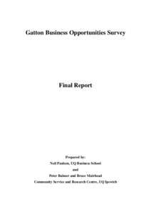 University of Queensland / Business / Management / Strategic management / Gatton / Small business / Business development