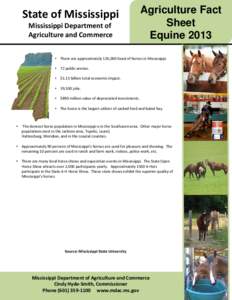 State of Mississippi Mississippi Department of Agriculture and Commerce Agriculture Fact Sheet