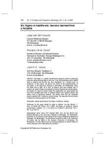 Process management / Evaluation / General Electric / Motorola / Six Sigma / Defects per million opportunities / Patient safety / Management / Business / Quality