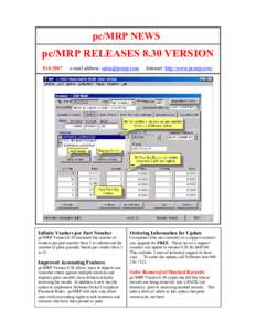 pc/MRP NEWS  pc/MRP RELEASES 8.30 VERSION Febe-mail address: 