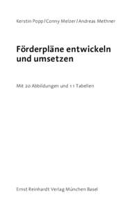 Kerstin Popp / Conny Melzer / Andreas Methner  Förderpläne entwickeln und umsetzen Mit 20 Abbildungen und 11 Tabellen