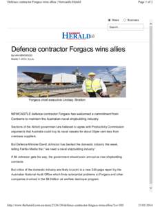 Defence contractor Forgacs wins allies | Newcastle Herald  Page 1 of 2 News Search...