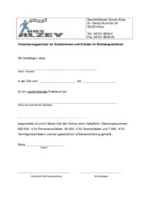 Berufsbildende Schule Alzey Dr.-Georg-Durst-StrAlzey Tel.: Fax: Versicherungsschutz für Schülerinnen und Schüler im Betriebspraktikum