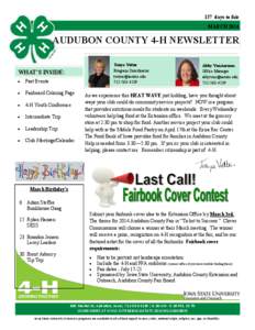 137 days to fair MARCH 2014 AUDUBON COUNTY 4-H NEWSLETTER Tonya Vetter Program Coordinator