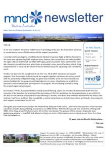 newsletter Motor Neurone Disease Association of WA Inc November[removed]Hello all,