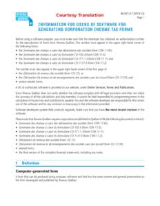 Courtesy Translation  IN-417.A-T[removed]Page 1  Information for Users of Software for