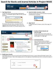 Search for Books and Journal Articles in Project MUSE 1 1. Type Search Terms 2