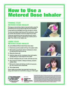 How to Use a Metered Dose Inhaler PRIMING YOUR METERED DOSE INHALER Priming your metered dose inhaler is important before using it for the first time to be sure you get the right amount of medication.