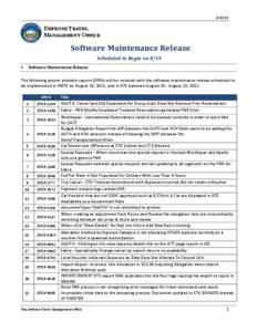 [removed]DEFENSE TRAVEL MANAGEMENT OFFICE  Software Maintenance Release