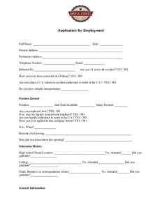 Employment / Recruitment / Application for employment / Personal life / Professional studies