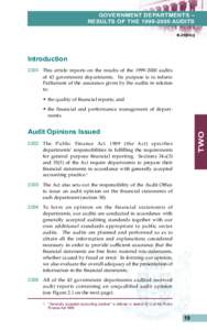 GOVERNMENT DEPARTMENTS – RESULTS OF THEAUDITS B.29[00c] IntroductionThis article reports on the results of theaudits
