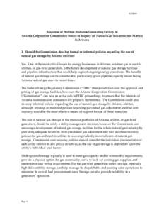 [removed]Response of Wellton -Mohawk Generating Facility to Arizona Corporation Commission Notice of Inquiry on Natural Gas Infrastructure Matters in Arizona