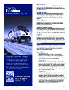 Welcome Aboard!  CAPITOL CORRIDOR  RIDE guide & travel policies