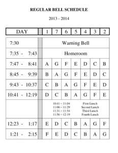 REGULAR BELL SCHEDULE[removed]DAY  1