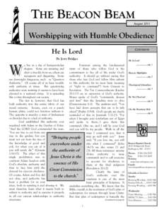 THE BEACON BEAM August 2011 Worshipping with Humble Obedience He Is Lord By Jerry Bridges