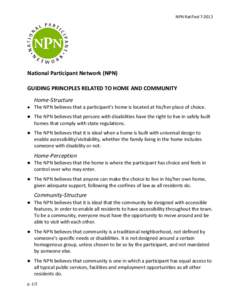 NPN Ratified[removed]National Participant Network (NPN) GUIDING PRINCIPLES RELATED TO HOME AND COMMUNITY Home-Structure