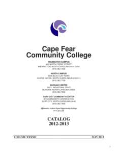 TABLE OF CONTENTS  Cape Fear Community College WILMINGTON CAMPUS 411 NORTH FRONT STREET