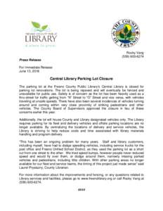 Microsoft Word - Central Library Parking Lot Closure Press Release.docx