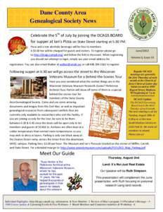 Dane County Area Genealogical Society News           
