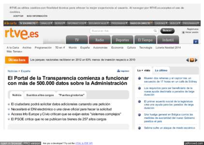 El Portal de la Transparencia comienza a funcionar con más de[removed]datos sobre la Administración - RTVE.es