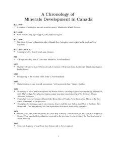 A Chronology of Minerals Development in Canada B.C. 7000