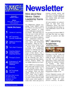 Newsletter Spring 2011 Volume 3, Issue 2 Editors Sheila Hills, Pat Carden, &