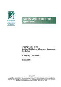 Ruapehu Lahar Residual Risk Assessment