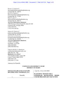 Case 2:14-cv[removed]REB Document 3 Filed[removed]Page 1 of 5  DAVID A. CORTMAN* [removed] Georgia Bar No[removed]KEVIN H. THERIOT*