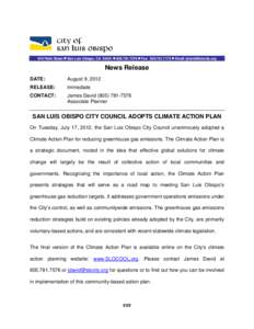 Air pollution / Climate Action Plan / Climate change / Atmosphere / European Climate Change Programme / San Luis Obispo /  California / San Francisco Climate Action Plan / Sustainable Communities and Climate Protection Act / Climate change policy / Emissions reduction / Environment