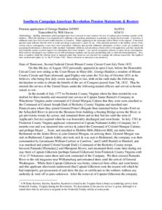 Southern Campaign American Revolution Pension Statements & Rosters Pension application of George Haddon S45893 Transcribed by Will Graves fn18VA[removed]