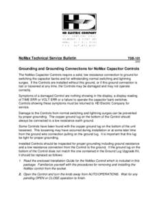 NoMax Technical Service Bulletin  TSBGrounding and Grounding Connections for NoMax Capacitor Controls