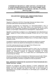 Microsoft Word - Arusha Declaration French-1.doc