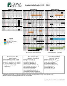Academic Calendar[removed]SUMMER SESSION June 2015 Wk 1