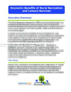 Economic Benefits of Rural Recreation Executive Summary