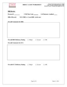 IRB/ICC AUDIT WORKSHEET  Clinical Trials Monitoring Branch (CTMB) Cancer Therapy Evaluation Program (CTEP) Division of Cancer Treatment and Diagnosis (DCTD)