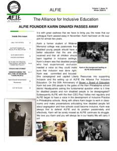 ALFIE  Volume 1, Issue 10 Winter[removed]The Alliance for Inclusive Education