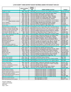 LATAH COUNTY TAXING DISTRICT BUDGET HEARINGS AGENDA FOR BUDGET YEAR[removed]BUDGET HEARING DATE  BUDGET HEARING LOCATION