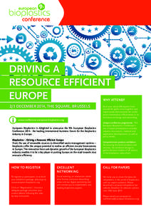 DRIVING A RESOURCE EFFICIENT EUROPE WHY ATTEND?