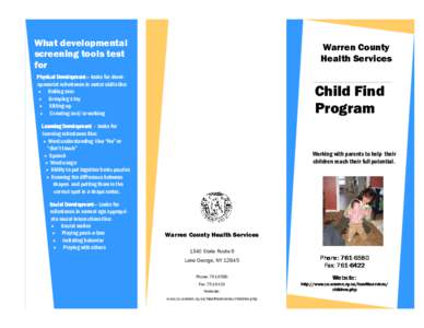 What developmental screening tools test for Warren County Health Services