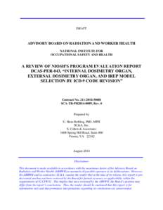 A REVIEW OF NIOSH’S PROGRAM EVALUATION REPORT DCAS-PER-043, 