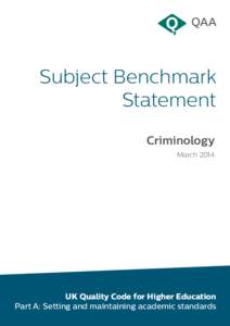 Subject Benchmark Statement Criminology MarchUK Quality Code for Higher Education