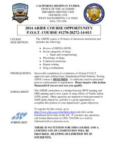 Microsoft Word - ARIDE Calaveras CO SO September 25-26, 2014