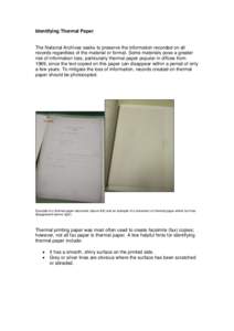 Thermal paper guidance document