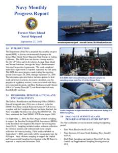 Navy Monthly Progress Report Former Mare Island Naval Shipyard September 25, 2008