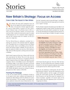 Stories July 24, 2005 Submitted by New Britain  New Britain’s Strategy: Focus on Access