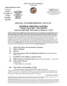 Motions that bring a question again before the assembly / Principles / Reseda /  Los Angeles / Southern California / Reconsideration of a motion / Agenda / Reseda / Minutes / Public comment / Meetings / Parliamentary procedure / Government