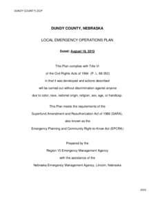 DUNDY COUNTY LEOP  DUNDY COUNTY, NEBRASKA LOCAL EMERGENCY OPERATIONS PLAN Dated: August 18, 2013